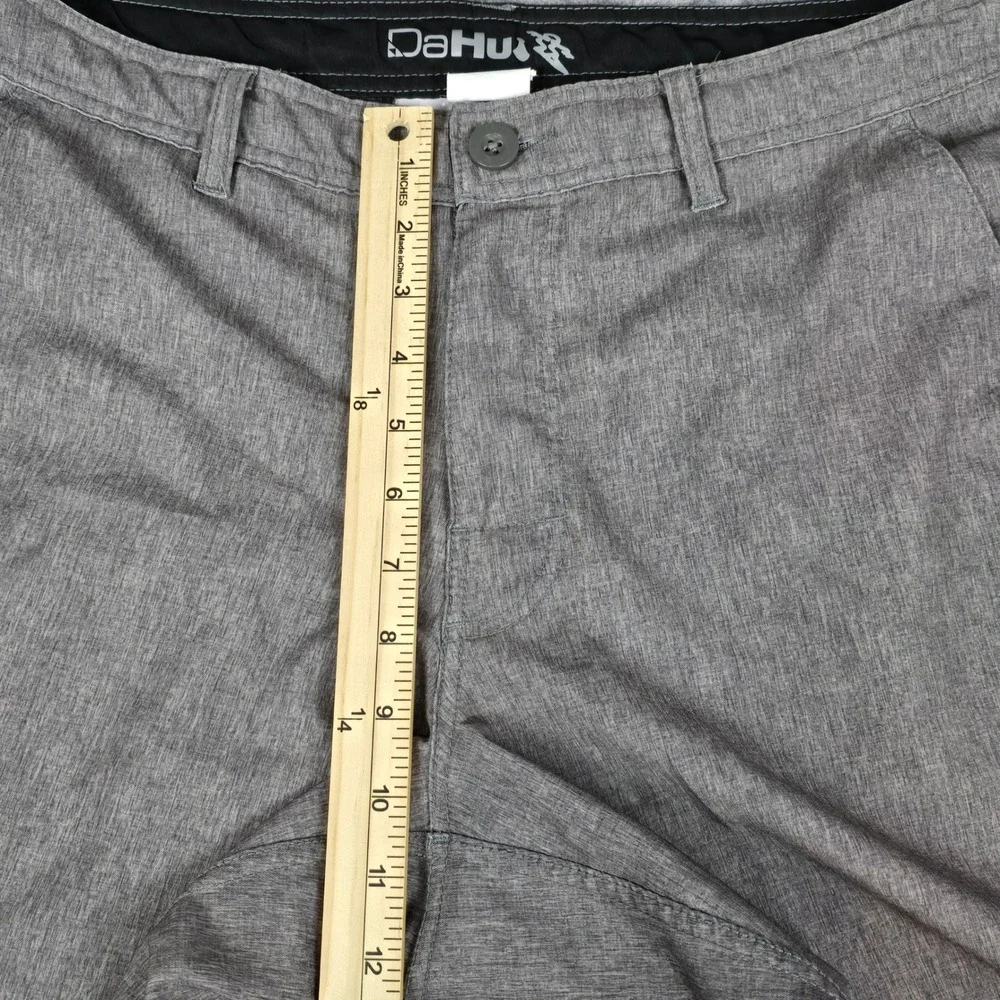 DaHui Mens Heather Grey Hybrid Board Shorts Stretch Surf Walk Shorts Size 34